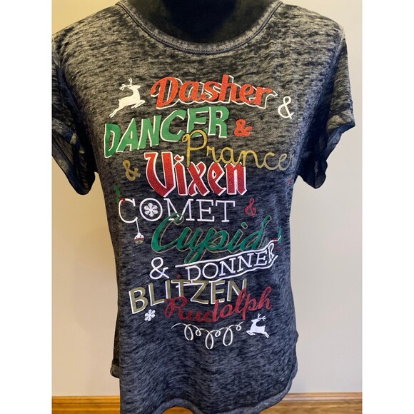 Women’s Christmas T Shirt Reindeer Rudolph Dancer Prancer Comet Vixen Sz XL - Picture 5 of 11